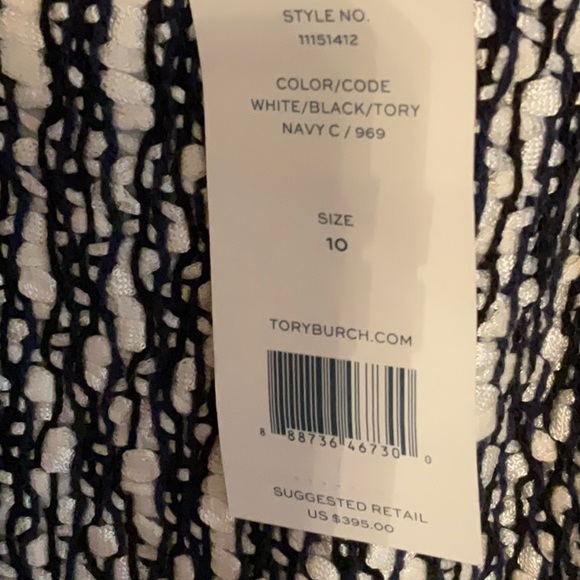 NWT.   Tory Burch   Black and white woven dress. Short sleeves - Picture 2 of 6